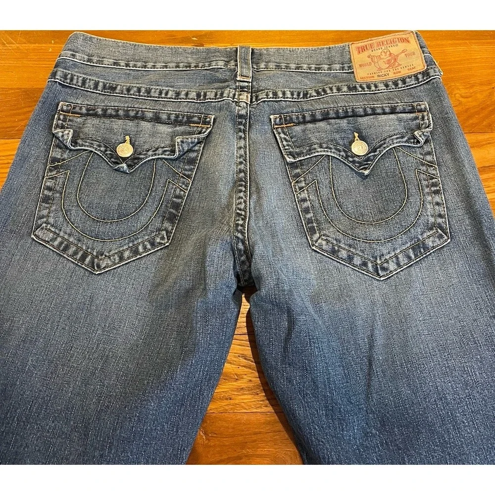 True Religion Jeans Mens 40x32 Ricky Relaxed Straight Leg Denim Medium Wash